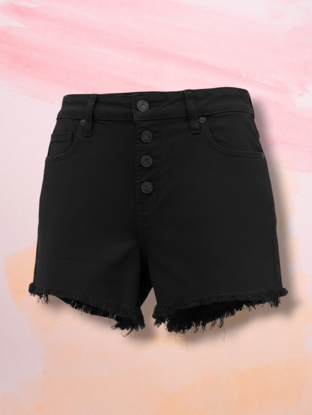 Hidden LA HD4653M1-BLK Black Fringe Hem Denim Shorts Size M